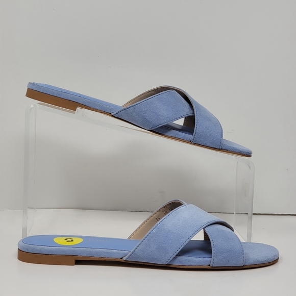 Stuart Weitzman Women's Size 5 Flat Slide Sandals Peony Light Blue New - Picture 3 of 11